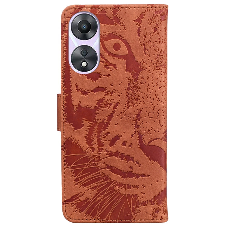 For OPPO A58 Tiger Embossing Pattern Flip Leather Phone Case