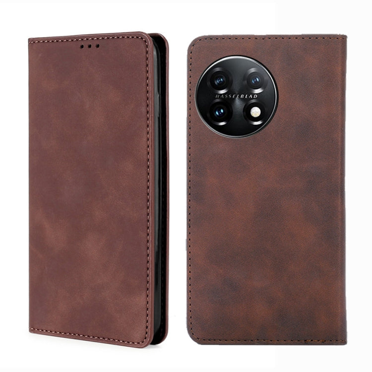 For OnePlus 11 Skin Feel Magnetic Horizontal Flip Leather Phone Case