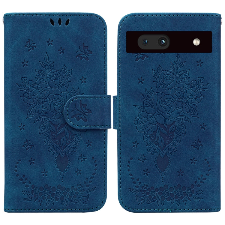 For Google Pixel 7a Butterfly Rose Embossed Leather Phone Case