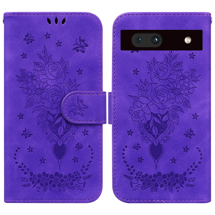 For Google Pixel 7a Butterfly Rose Embossed Leather Phone Case