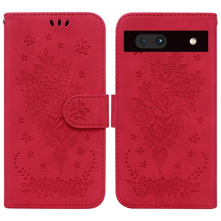 For Google Pixel 7a Butterfly Rose Embossed Leather Phone Case
