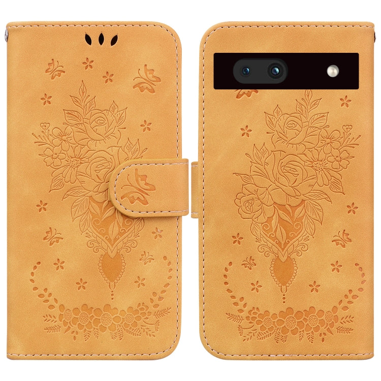 For Google Pixel 7a Butterfly Rose Embossed Leather Phone Case