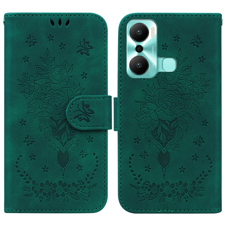 For Infinix Hot 20 Play Butterfly Rose Embossed Leather Phone Case