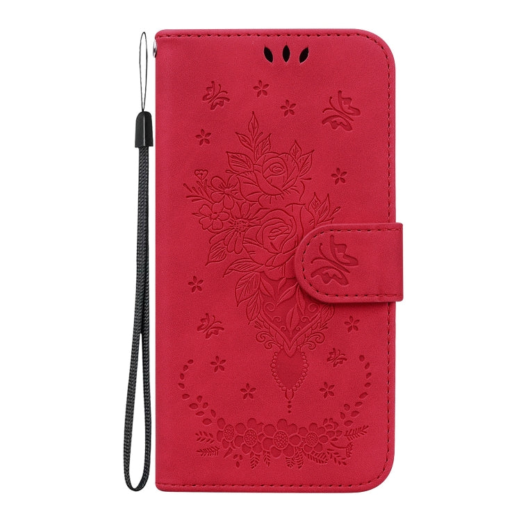 For OPPO A58 Butterfly Rose Embossed Leather Phone Case