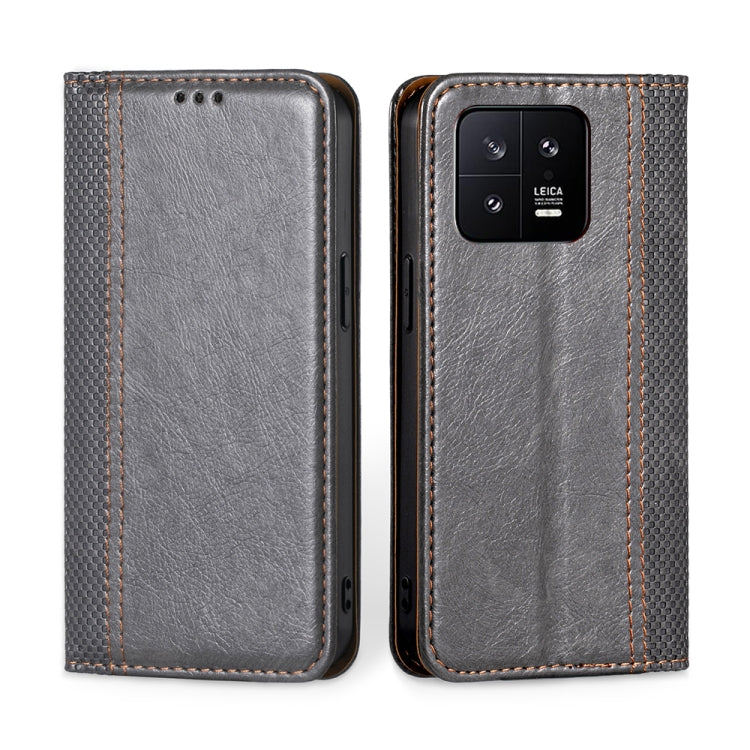 For Xiaomi 13 Grid Texture Magnetic Flip Leather Phone Case