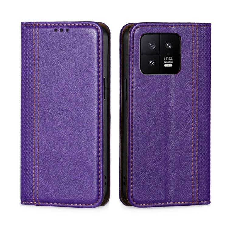For Xiaomi 13 Grid Texture Magnetic Flip Leather Phone Case