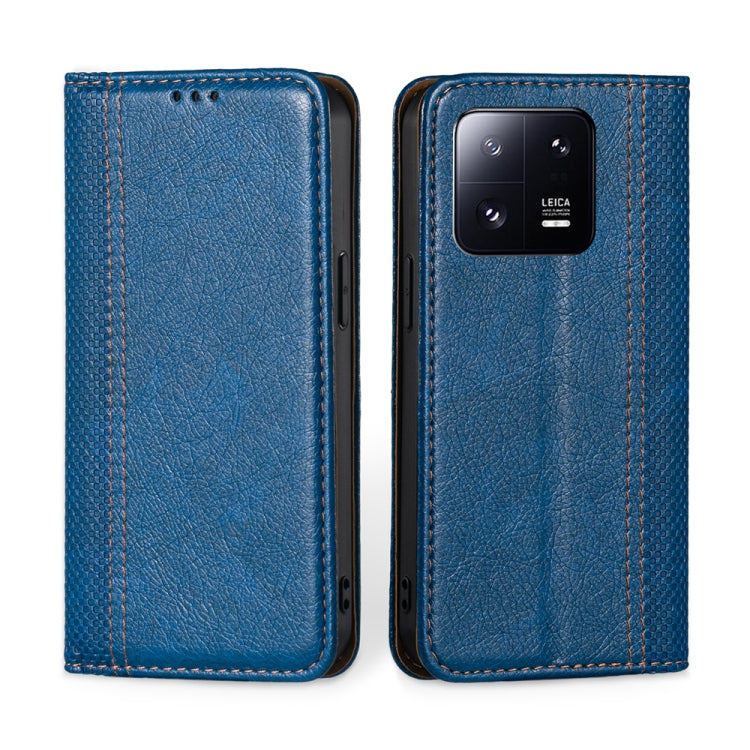 For Xiaomi 13 Pro Grid Texture Magnetic Flip Leather Phone Case