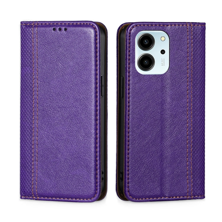 For Honor 80 SE Grid Texture Magnetic Flip Leather Phone Case