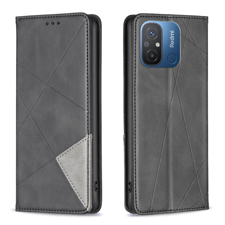 For Xiaomi Redmi 12C Prismatic Invisible Magnetic Leather Phone Case