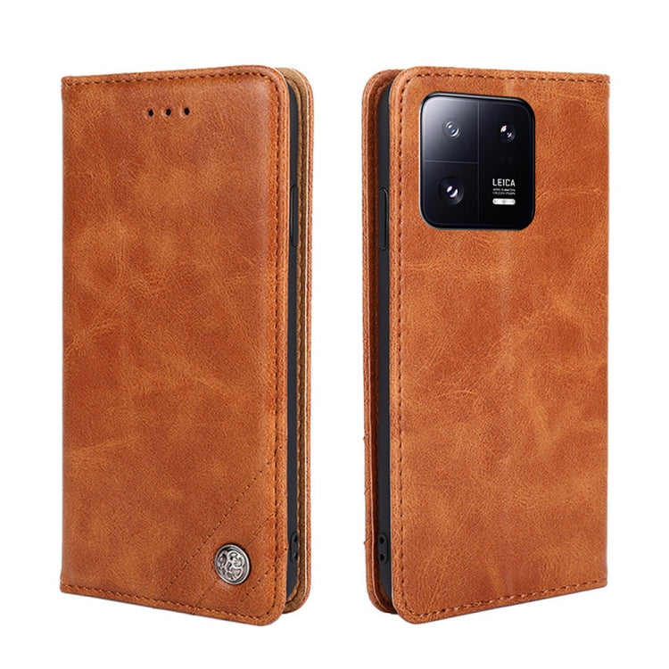 For Xiaomi 13 Pro Non-Magnetic Retro Texture Flip Leather Phone Case