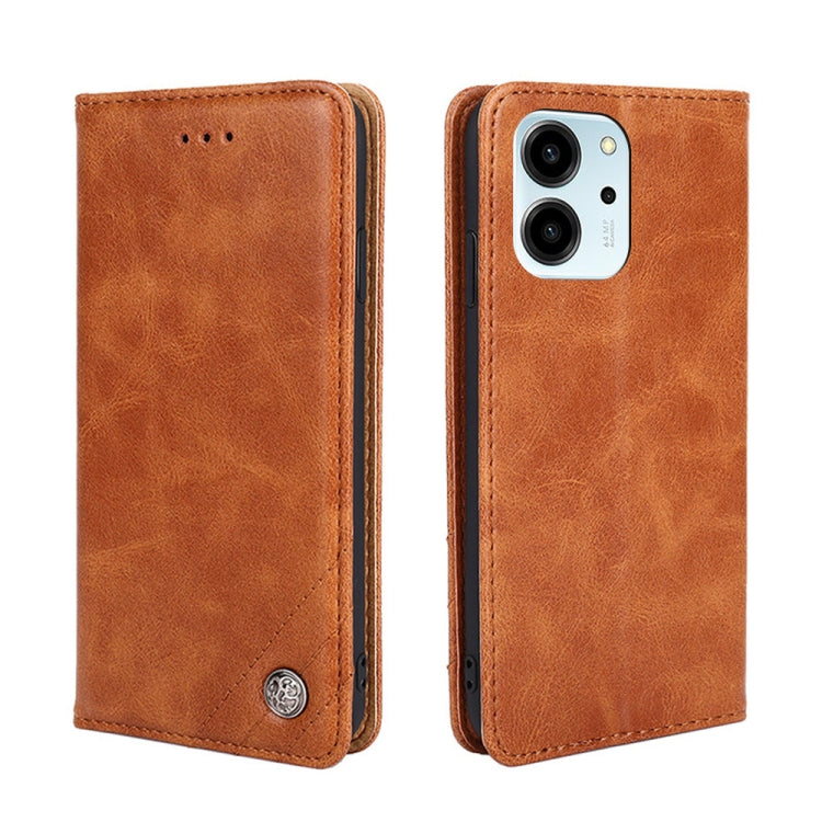 For Honor 80 SE Non-Magnetic Retro Texture Flip Leather Phone Case