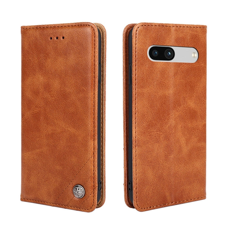 For Google Pixel 7a Non-Magnetic Retro Texture Flip Leather Phone Case