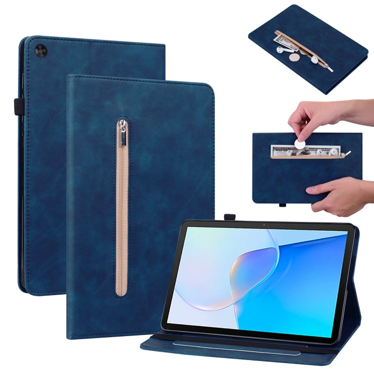 For Huawei MatePad SE Skin Feel Solid Color Zipper Leather Tablet Case