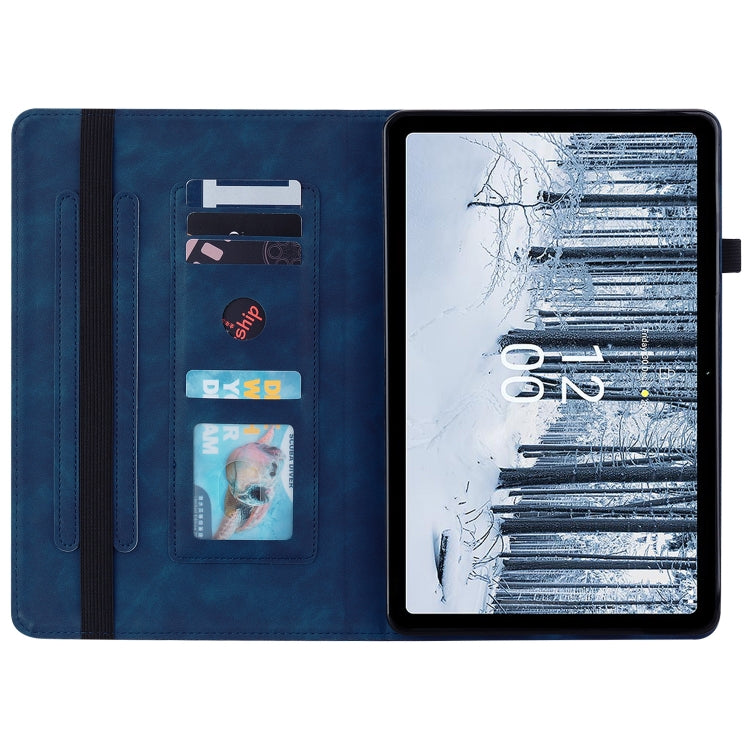 For Nokia T21 Skin Feel Solid Color Zipper Leather Tablet Case