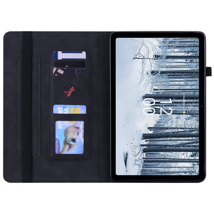 For Nokia T21 Skin Feel Solid Color Zipper Leather Tablet Case