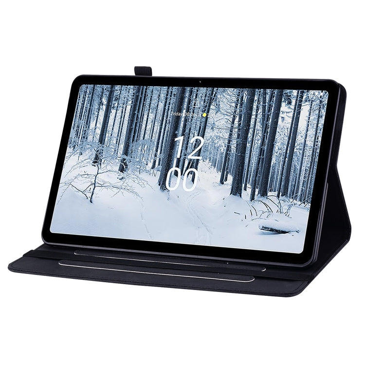 For Nokia T21 Skin Feel Solid Color Zipper Leather Tablet Case