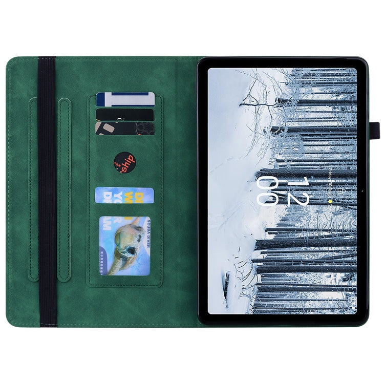 For Nokia T21 Skin Feel Solid Color Zipper Leather Tablet Case