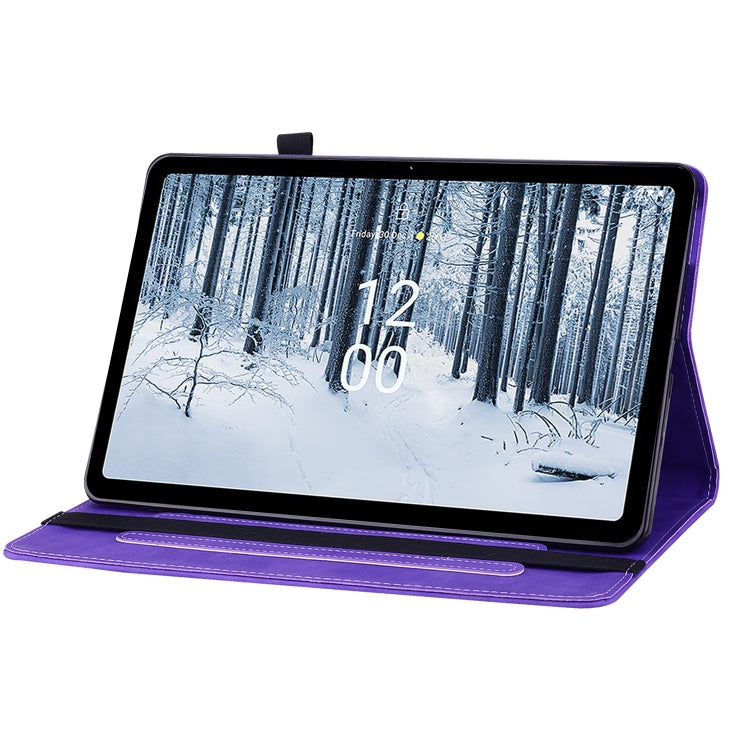 For Nokia T21 Skin Feel Solid Color Zipper Leather Tablet Case