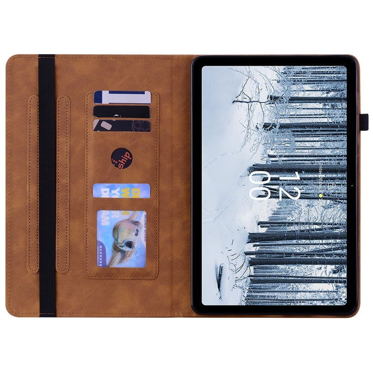 For Nokia T21 Skin Feel Solid Color Zipper Leather Tablet Case