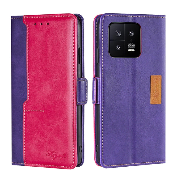 For Xiaomi 13 Contrast Color Side Buckle Leather Phone Case