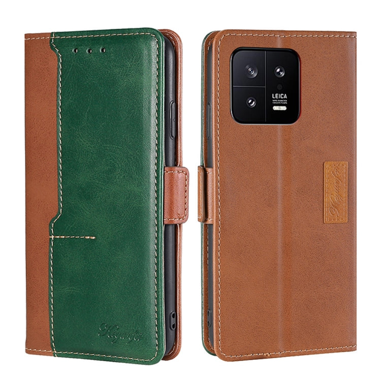 For Xiaomi 13 Contrast Color Side Buckle Leather Phone Case