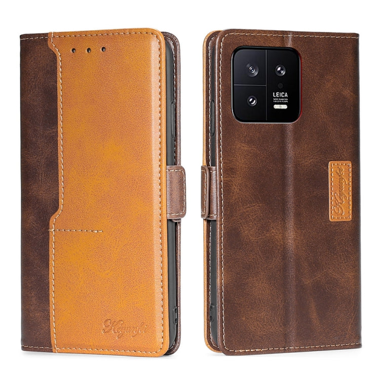 For Xiaomi 13 Contrast Color Side Buckle Leather Phone Case
