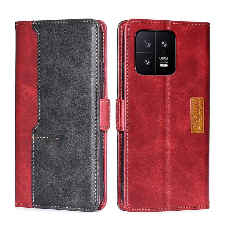 For Xiaomi 13 Contrast Color Side Buckle Leather Phone Case