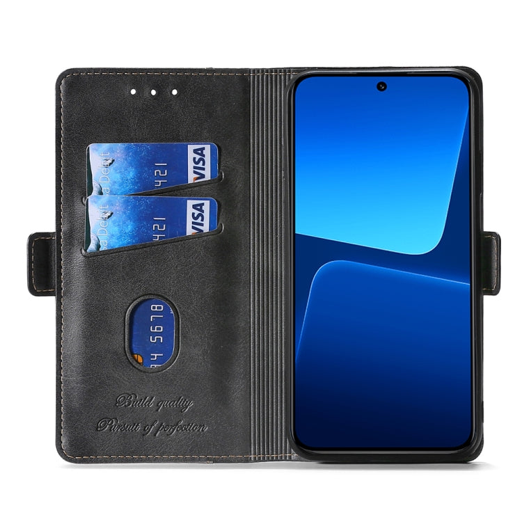 For Xiaomi 13 Contrast Color Side Buckle Leather Phone Case