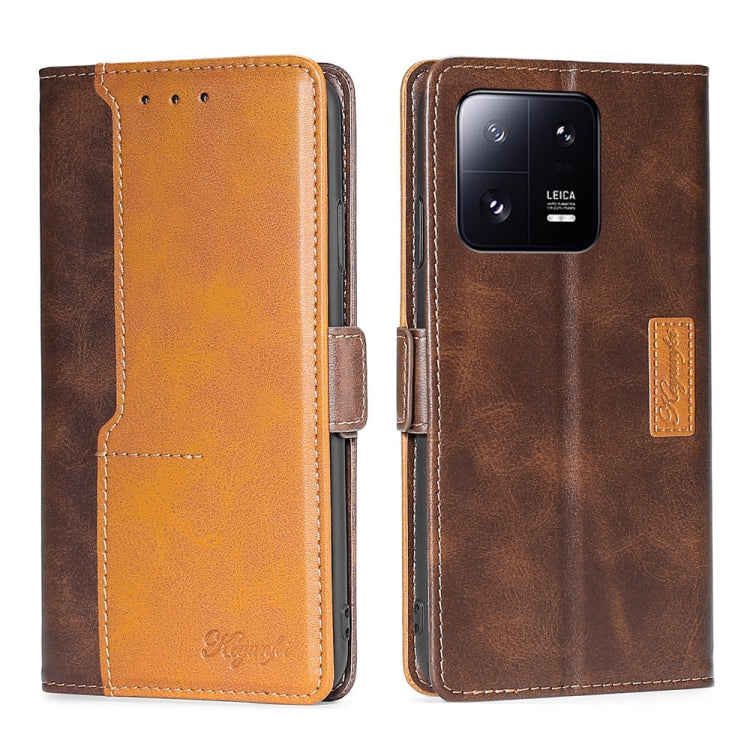 For Xiaomi 13 Pro Contrast Color Side Buckle Leather Phone Case