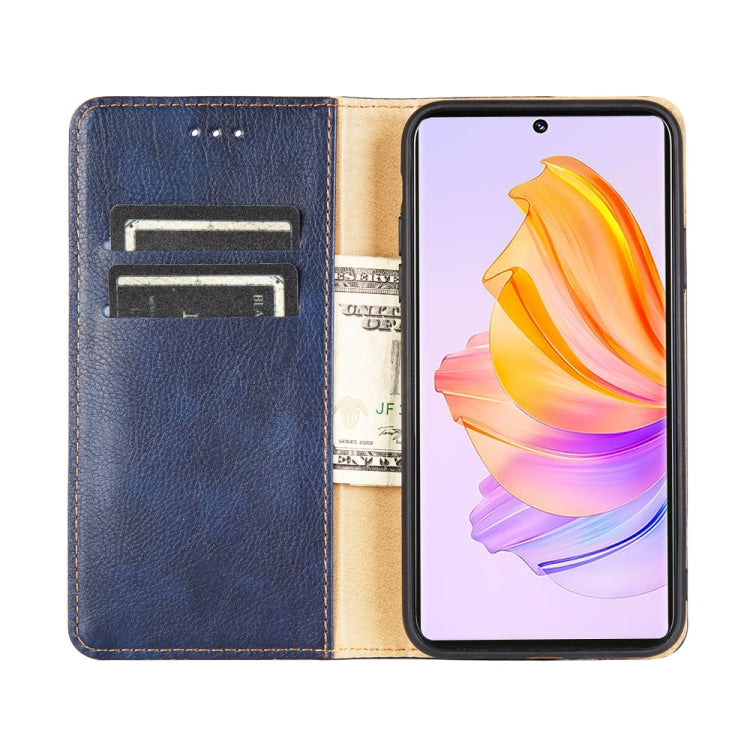 For Honor 80 SE Gloss Oil Solid Color Magnetic Leather Phone Case