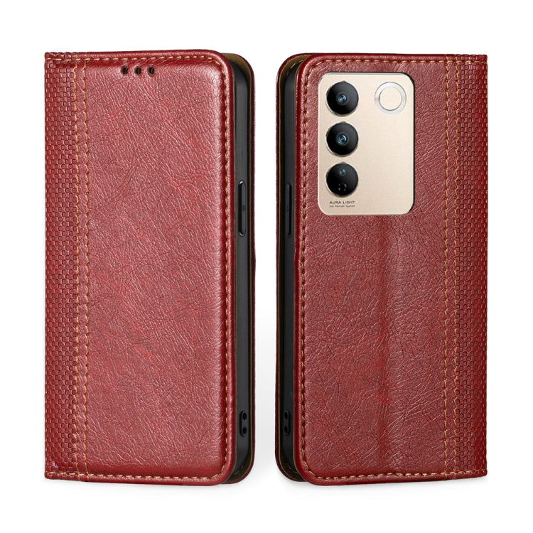 For vivo S16 / S16 Pro Grid Texture Magnetic Flip Leather Phone Case