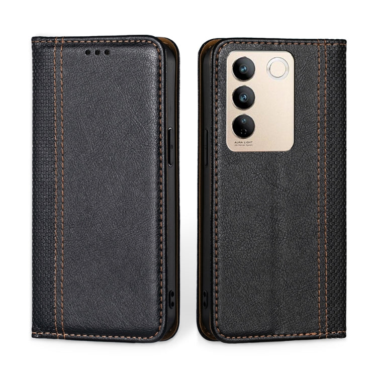 For vivo S16 / S16 Pro Grid Texture Magnetic Flip Leather Phone Case