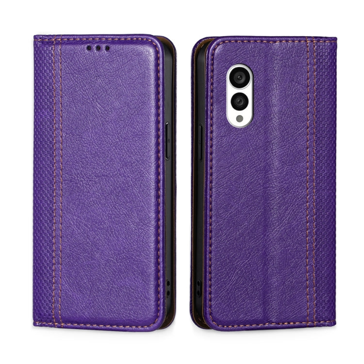 For Fujitsu Arrows N F-51C Grid Texture Magnetic Flip Leather Phone Case