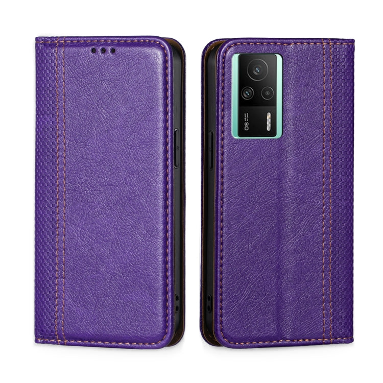 For Xiaomi Redmi K60E Grid Texture Magnetic Flip Leather Phone Case
