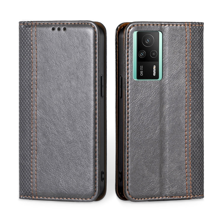 For Xiaomi Redmi K60E Grid Texture Magnetic Flip Leather Phone Case