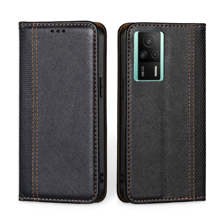 For Xiaomi Redmi K60E Grid Texture Magnetic Flip Leather Phone Case