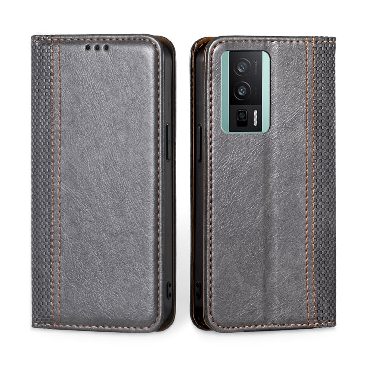 For Xiaomi Redmi K60 / K60 Pro Grid Texture Magnetic Flip Leather Phone Case