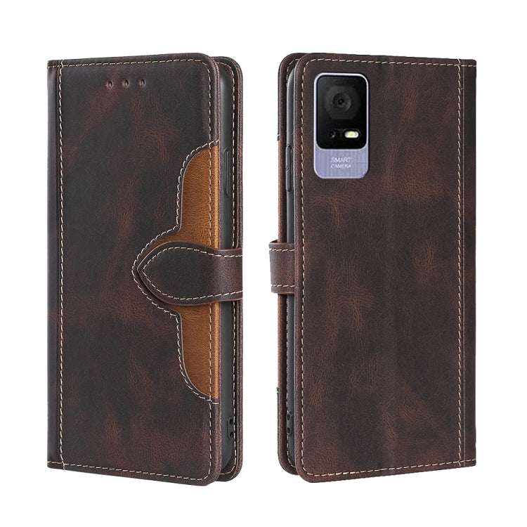 For TCL 405 / 406 / 408 Skin Feel Magnetic Buckle Leather Phone Case