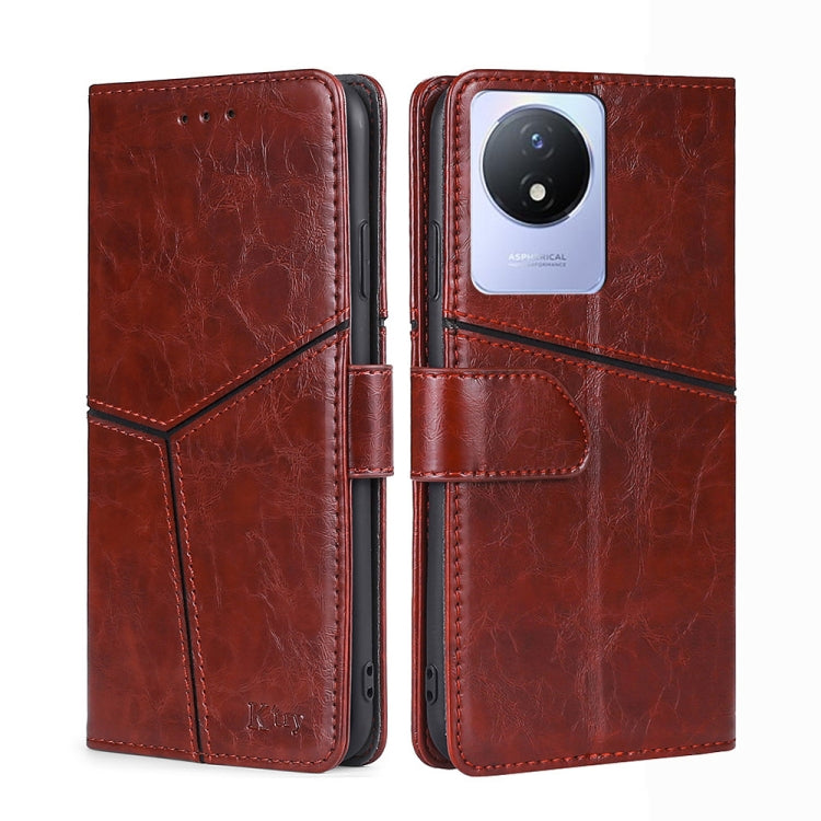 For vivo Y02 4G Geometric Stitching Horizontal Flip Leather Phone Case