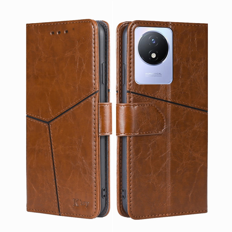 For vivo Y02 4G Geometric Stitching Horizontal Flip Leather Phone Case