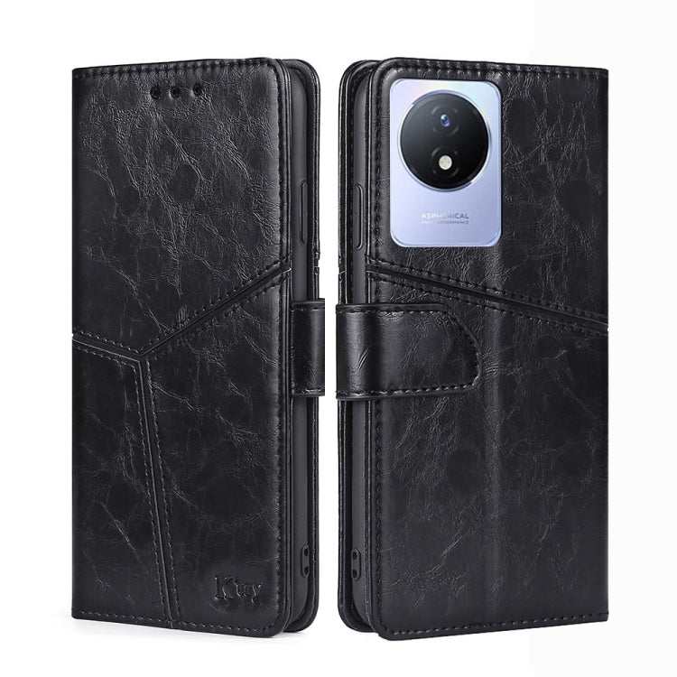 For vivo Y02 4G Geometric Stitching Horizontal Flip Leather Phone Case