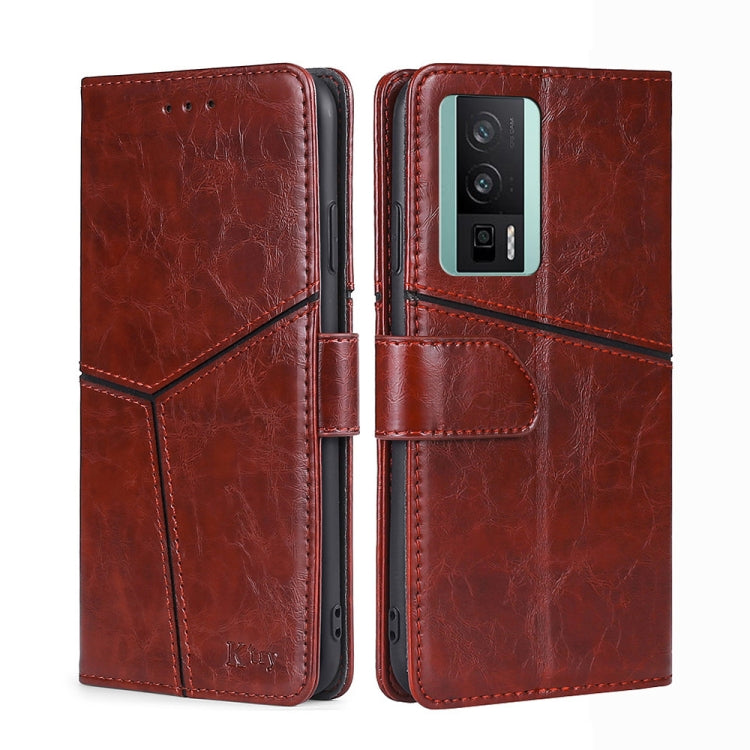 For Xiaomi Redmi K60 / K60 Pro Geometric Stitching Horizontal Flip Leather Phone Case