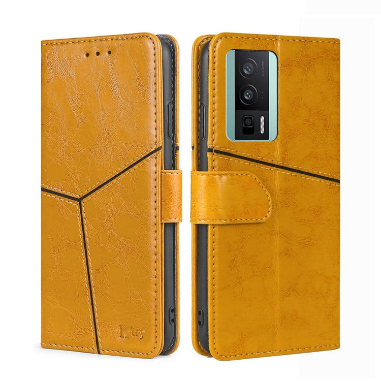 For Xiaomi Redmi K60 / K60 Pro Geometric Stitching Horizontal Flip Leather Phone Case