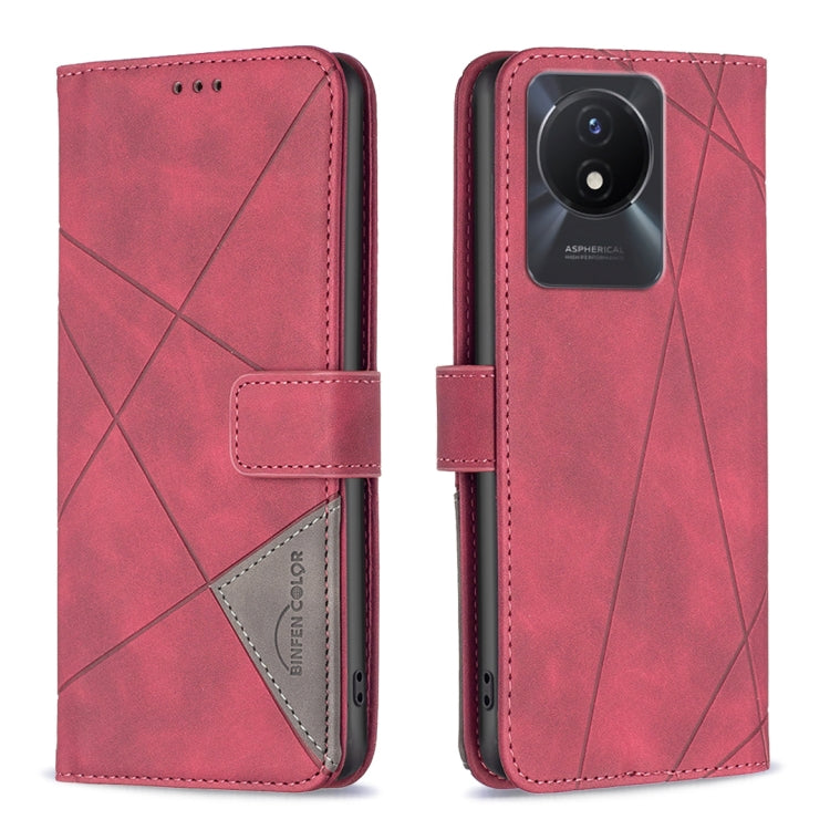 For vivo Y02 4G Magnetic Buckle Rhombus Texture Leather Phone Case