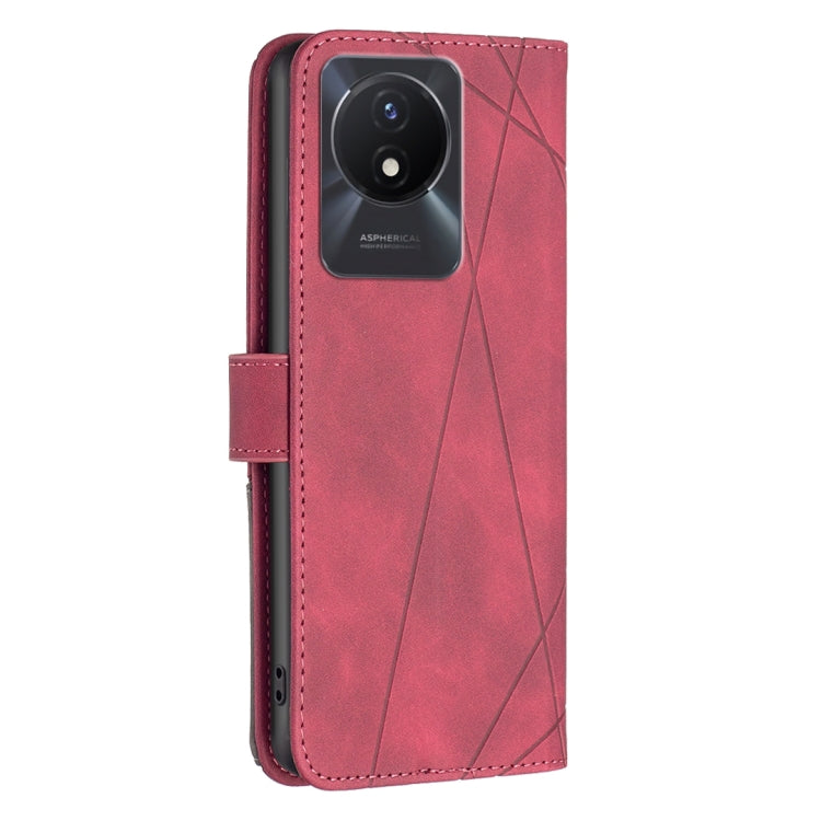 For vivo Y02 4G Magnetic Buckle Rhombus Texture Leather Phone Case