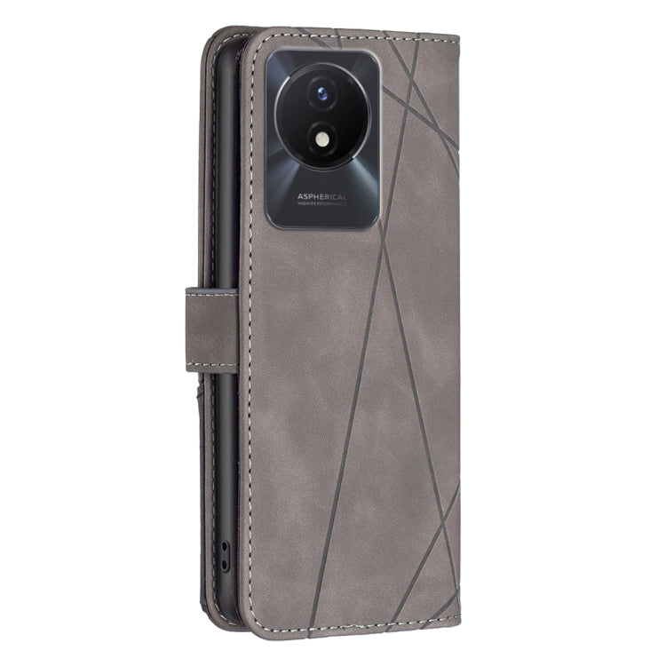 For vivo Y02 4G Magnetic Buckle Rhombus Texture Leather Phone Case