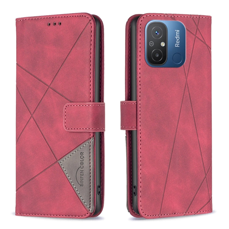 For Xiaomi Redmi 12C Magnetic Buckle Rhombus Texture Leather Phone Case