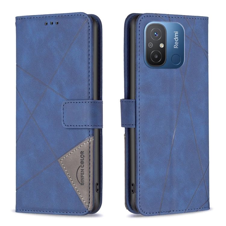 For Xiaomi Redmi 12C Magnetic Buckle Rhombus Texture Leather Phone Case
