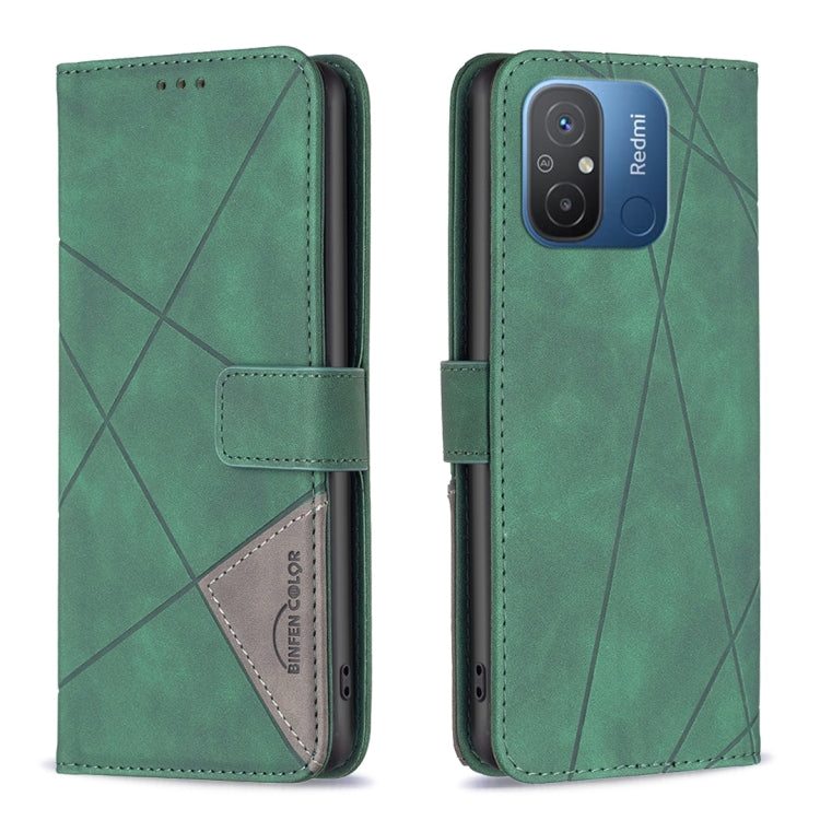 For Xiaomi Redmi 12C Magnetic Buckle Rhombus Texture Leather Phone Case