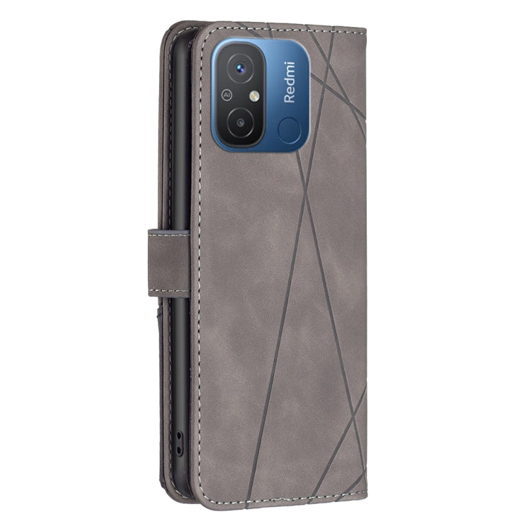 For Xiaomi Redmi 12C Magnetic Buckle Rhombus Texture Leather Phone Case